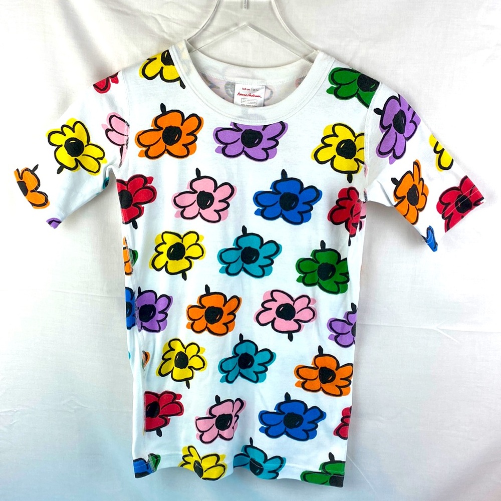 Hanna Anderson Girls Snug Fitting Short Sleeve Top. Flowers NWOT SZ 14US 160 EU